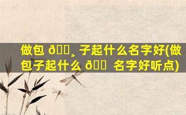 做包 🌸 子起什么名字好(做包子起什么 🐠 名字好听点)